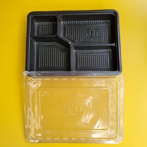 Fabricant Tien Duc 1-2-4 compartiments prêt à expédier récipient alimentaire en plastique jetable avec couvercle couleur noire à emporter - Product Image 3
