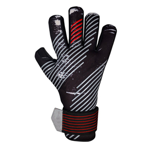 ถุงมือผู้รักษาประตูหนังแท้สีดำแดงแบบเต็มนิ้ว กันน้ำ สายรัดข้อมือปรับได้ สำหรับการแข่งขันฟุตบอล - Product Image 2