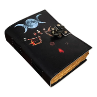 Journal de Sorcière Triple Lune en Cuir Gothique Vintage, Cahier de Formules Magiques à Reliure Thermique, Cadeau de Collection pour Fans et Écrivains Al-Amir