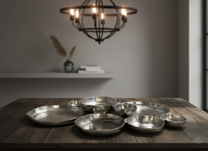 Offre d'usine : Plat de service multi-compartiments en aluminium argenté poli à 9 compartiments, vaisselle écologique pour mariages - Product Image 2