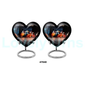 Urna de cremación de pájaro frailecillo de corazón hermoso superventas para cenizas humanas adultas, urna de corazón de recuerdo pequeña decorativa con bolsa gratis - Product Image 3