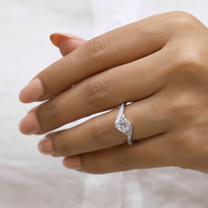 แหวนหมั้นเพชรที่ไม่ซ้ำกันในทองคำขาว18K แหวนเพชรโมอิสสำหรับผู้หญิง - Product Image 2