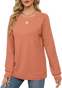 Sweatshirts for Women Crewneck <b>Cable</b> <b>Knit</b> Sleeve <b>Sweaters</b> Lightweight Fashion 2025 - Product Image 4