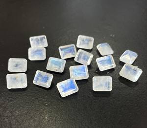 พลอยหลวมสีรุ้งมูนสโตนรูปแปดเหลี่ยม5x7มม. สีฟ้าสดใส - Product Image 6