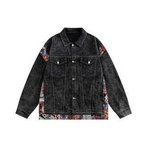 Chaqueta de retazos de mezclilla para mujer, cuello alto, estilo béisbol, calle, diseño de moda dulce y picante - Product Image 2