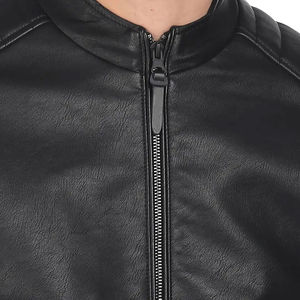 Veste en cuir pour hommes conception personnalisée transfert de chaleur logo à capuche amovible haut décontracté moto style tissu veste raisonnable - Product Image 6
