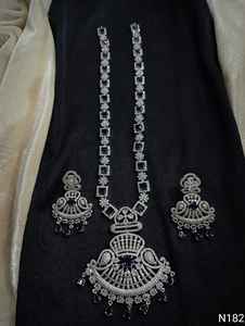 TRADITIONAL AMERICAN PENDENT American DIAMOND PENDENT <b>SET</b> & SILVER PLATED CLASSIC PENDENT <b>SET</b> for WOMEN & <b>GIRL</b> ANDJEWELLERY <b>SET</b> - Product Image 2