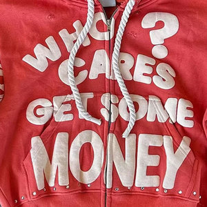 Sudadera con capucha en relieve de calidad superior para hombre Diseño de logotipo personalizado Hombro caído Aspecto vintage 100% Alta calidad para primavera - Product Image 4