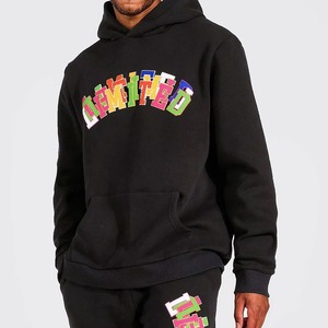 ชุดเซ็ตเสื้อฮู้ดดี้และกางเกงวอร์มลำลองสำหรับผู้ชาย ลายพิมพ์นูน 3 มิติ แบบฟอกสี ลวดลายเรียบง่าย สไตล์สปอร์ต สำหรับฤดูหนาว พร้อมโลโก้สั่งทำพิเศษ - Product Image 1