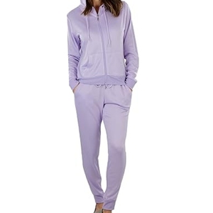 Ensemble de survêtement actif pour femmes, 2 pièces, à capuche, imprimé uni, coupe ajustée, décontracté, maternité, vente chaude, personnalisable - Product Image 1