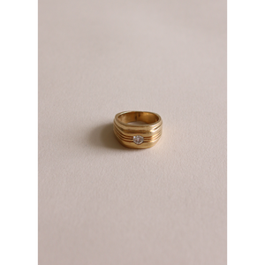 แหวนทองคำแท้ 14k วินเทจ ประดับเพชรทรงกลมเจียระไนบริลเลียนท์ น้ำหนัก 0.22 กะรัต ดีไซน์ฝังแบบฟลัชเซ็ตติ้ง สำหรับผู้ชายและผู้หญิง สวมใส่ได้ทุกวัน - Product Image 1