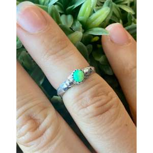 Navajo Geometric Gemstone <b>Ring</b> Green Opal & Turquoise Size 5.25 Rhodium Plated Sterling <b>Silver</b> for Everyday Wear or Gift - Product Image 2
