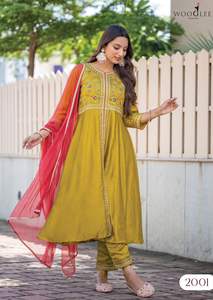 Unique Collection Festive Ethnic Clothing & Accessories Softy Viscose Pent With <b>Kurta</b> <b>for</b> Girls Office Wear Suits From India - Product Image 4