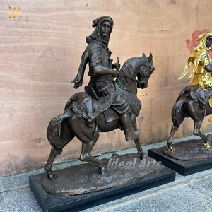 家の装飾のための馬の彫刻に小さな兵士アンティークブロンズ乗馬戦士像 - Product Image 4