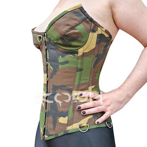 Green Print Overbust Cotton Exotic <b>Corset</b> Top With D-rings And Removable <b>Fashion</b> Straps - Product Image 3