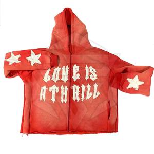 เสื้อฮู้ดโอเวอร์ไซส์แฟชั่นสำหรับผู้ชาย, เสื้อผ้าแนวสตรีทผ้าฝ้ายผสมสีจางไปแดดมีกระเป๋าด้านข้างพิมพ์ลายดิจิทัลสำหรับฤดูใบไม้ร่วง - Product Image 4