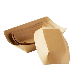 Assiette <span class=keywords><strong>de</strong></span> bac à hot-dog en <span class=keywords><strong>carton</strong></span> alimentaire brun ou blanc jetable personnalisé pour restauration rapide - Product Image 1