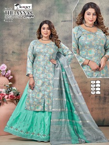 Nuevo último rayón puro 14Kg Foil Printed Top & Long Lehenga con trabajo elegante y trabajo elegante de seda de algodón Patton Dupatta por exportación - Product Image 4