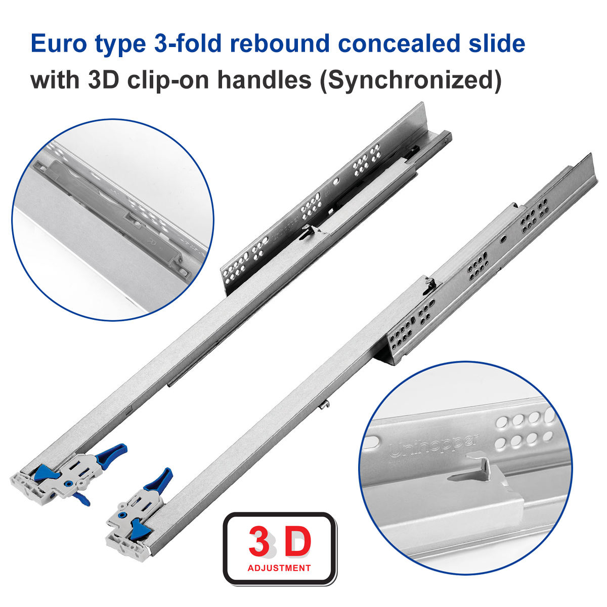 Poignées à ressort triple Euro et à clipser 3D (Synchronisées)