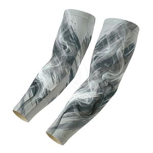 Mangas de Compresión Deportivas con Protección UV, Degradado Digital Pixel Azul Grisáceo, Seda de Hielo Refrescante sin Costuras - Product Image 3