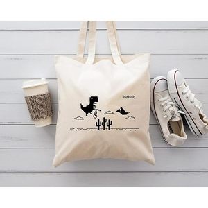 Sacs fourre-tout en toile de coton avec impression de logo noir, motif T-Rex Dino cool, sacs fourre-tout écologiques, sacs de courses durables - Product Image 5