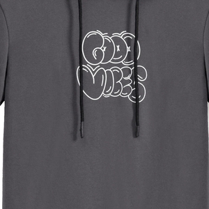 Sweat à capuche gris à manches courtes en éponge française pour hommes avec impression personnalisée et cordes à capuche à vendre - Product Image 2