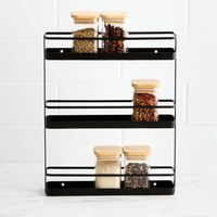 Compact Ontwerp Aanrecht Ijzeren Glazen Keukenrek Anti-Slip Basis Dubbele Lagen Voor Het Houden Van Drinkglazen Cups Spice Organizer