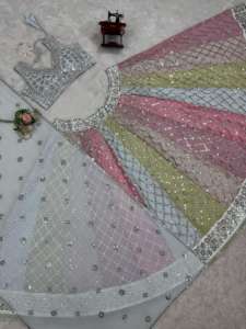 Fil de travail de séquence de 9mm Lehengha en tailles jusqu'à 44 Faux Gorgette Tissu pour fête-Lehenga Choli - Product Image 6