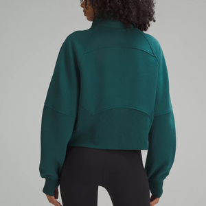 Sweat-shirt pour femme avec fermeture éclair, 100% coton, léger, séchage rapide, respirant, haut personnalisé, impression de logo OEM - Product Image 2