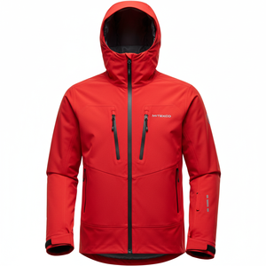 Chaqueta de Esquí Impermeable de 3 Capas PRO |   Abrigo de Nieve Transpirable Rojo y Negro para Hombre |   Carcasa Exterior Personalizada con Logotipo OEM/ODM, Precio de Fábrica - Product Image 2