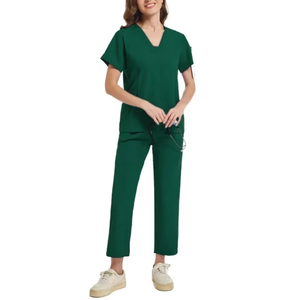 Uniformes de fregado personalizados clásicos, conjuntos de belleza médica con cuello en V, Tops, traje de fregado, uniforme de hospital de enfermería con logotipo para mujer - Product Image 4