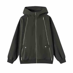 Three Zip Diseño elegante Alta calidad Lavado con ácido Streetwear 400gsm Desgastado Invierno Suelto Hombres de gran tamaño Cremallera Sudadera con capucha - Product Image 6