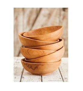 Bol en bois d'acacia fait à la main de qualité supérieure couleur naturelle Design classique bol de service de nourriture d'hôtel nouveauté - Product Image 6