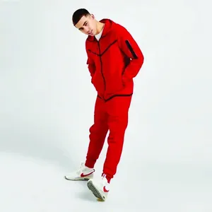 Sıcak satış OEM Tech polar Slim Fit erkek eşofman eşofman özel etiket Jogger setleri özel kumaş koşu elbisesi