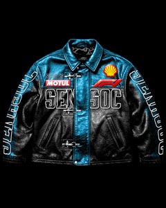 Veste de moto pour homme Valley Sport en PU, rouge et blanc, col rabattable, coupe-vent, style motard, impression par transfert thermique - Product Image 5