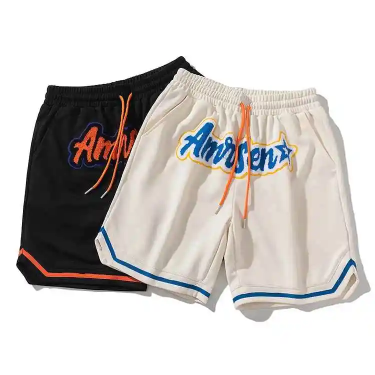 Shorts de basquete masculino de dupla camada com estampa completa de sublimação 5 polegadas com costura preta de malha personalizada verão 2024
