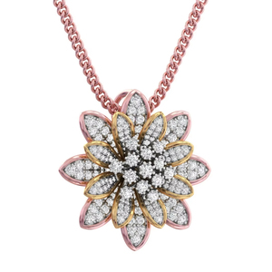Girasol y oro rosa Diamante cultivado en laboratorio IGI Colgante certificado para mujeres Romántico 14K Oro Boda Joyería fina - Product Image 1