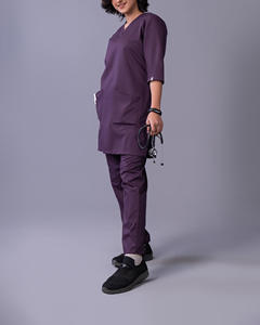 Conjunto de Uniformes Médicos Unisex de Verano al por Mayor, Uniformes de Trabajo de Manga Corta de Poliéster y Elastano - Product Image 2