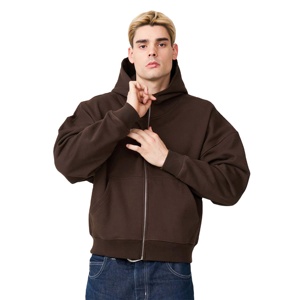 Sweat à capuche zippé intégral de style streetwear d'hiver à manches longues de haute qualité surdimensionné pour hommes à bas prix - Product Image 1