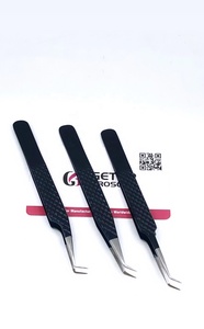 Pince à épiler pour cils GETUP BROSONS IMPEX Midnight Powder Coating 45/90 degrés, pointe droite en fibre, acier inoxydable, outil de beauté - Product Image 4