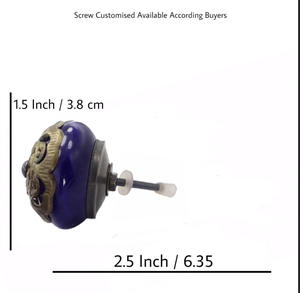 ลูกบิดเซรามิกลายดอกไม้โบราณทำจากทองเหลืองแบบชาวโมร็อกโกลูกบิดตู้ลิ้นชักอุตสาหกรรมมือจับดึงลิ้นชักสำหรับโต๊ะเครื่องแป้งประตูห้องนอน CK - Product Image 3