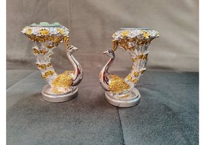 Juego de Portavelas de Pavo Real Chapados en Oro de 24K de Primera Calidad para Decoración del Hogar, Decoración de Bodas y Estilo Festivo de Lujo - Product Image 6