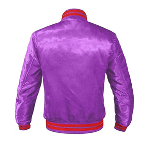Chaqueta de bombardero de satén unisex, ropa de abrigo de béisbol OEM para eventos escolares y pedidos a granel, chaqueta universitaria - Product Image 5