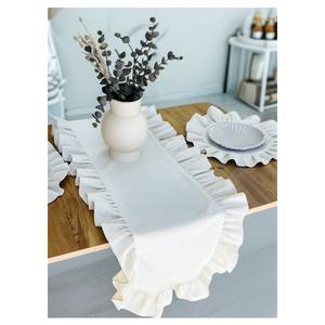 Elegante Camino de Mesa con Volantes Blancos de 40x130cm, Decoración Tejida de Algodón Estilo Shabby Chic para Bodas y Mesas de Comedor - Product Image 4