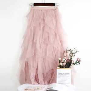 Falda de Lentejuelas para Mujer, Cintura Natural, Transpirable, Elegante, Elástica, Estilo Hada, Larga, Tipo Tutú, para Otoño - Product Image 4