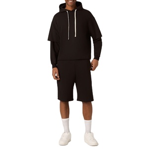 Conjunto de sudaderas con capucha y pantalones cortos para hombre, conjuntos Premium de dos piezas, telas ligeras, ropa de calle, diseño inspirado - Product Image 1