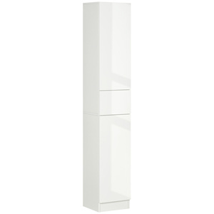 Columna de baño kleankin con cajón y 2 armarios blanco brillante, 30x28x170cm - Product Image 1