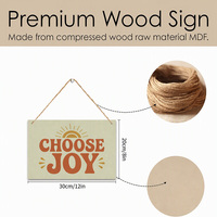Décoration murale en bois « Choisissez la joie » 30x20cm, paysage, panneau MDF, corde de jute, style rétro vintage, typographie motivante, décoration intérieure