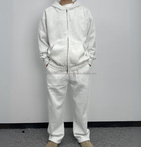 Ensemble de survêtement surdimensionné en molleton délavé à l'acide avec fermeture éclair et pantalon large à jambes larges, personnalisé avec des pierres brillantes - Product Image 4