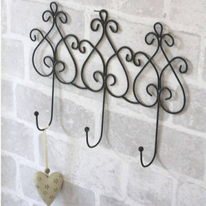 Crochets muraux multifonctionnels en fer forgé vintage écologiques, revêtement noir, pour la décoration de la maison, du salon, de la salle de bain, pour les manteaux et les chapeaux - Product Image 2